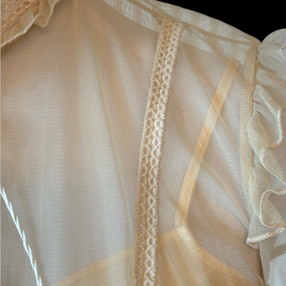 Badgley Mischka Cream Sheer Ruffle Top - Picture 3 of 9